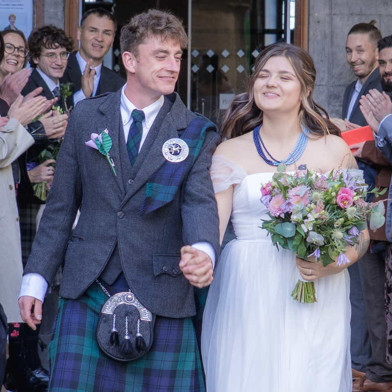 couple exit the ceremony